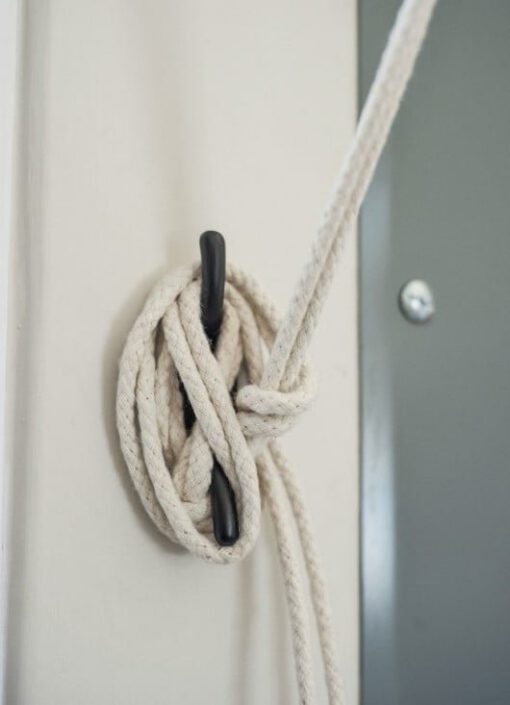 cast iron cleat and cotton rope is part of the Sheila Maid kit